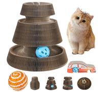Magic Organ Cat Scratcher with Playing Ball, Flexible Foldable Interactive Cat Scratcher for Claw Grinding, Reduces Anxiety, Physical Exercise (Car)