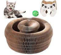 Magic Organ Cat Scratching Board, Retractable Interactive Cats Toy with Rolling Ball, Scratcher Board for Indoor Cat Scratcher for Kittens/Adult Cats, Multi-Pet Households