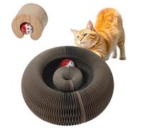 Magic Organ Cat Scratching Board with Bell-Ball, Durable Foldable & Reversible Infinity Style Interactive Marlenes Kitten Curls Cat Scratchers for Indoor Cats Toy, Kitty Kurls Cats Accordion Toy