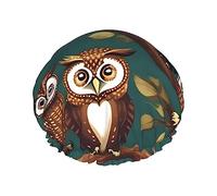 Magic Owel Print Shower Cap For Women Lightweight Reusable Softdouble Waterproof Layers Leakproof.
