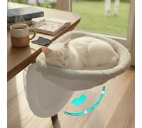 Magic palm Ultimate Cat Desk Bed: One-Click Folding, Sunken Design & Space-Saving Semi-Circular Cat Bed - Soft Faux Rabbit Fur, Holds Up to 40lb for Your Feline Friend!