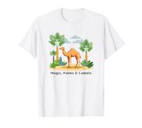 Magic, Palms $ Camels Boho Style Desert Oasis Illustration Value Graphic T-Shirt, Men, White, XL