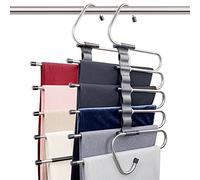 Magic Pants Hangers Space Saving - 2 Pack for Closet Multiple Layers Multifunctional Uses Rack Organizer for Trousers Scarves Slack (2 Pack with 10 Metal Clips)