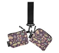 Magic Personalized Mushrooms Women's Wallets Card Cases Mini Fashion Wristlet Wallet Key Holder with Zipper Coin Pocket for Men Women 2 Pcs, Magic, One Size