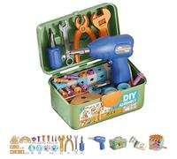 Magic Play Toolbox for 3 4 5 Years Old,144 PCS 3D Take Apart Toys,Construction Building Blocks DIY Set with Storage Box,Creative Tool Box with Drill Screwdriver Peg Board Educational Toy
