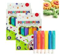 Magic Popcorn Pen, DIY Bubble Popcorn Drawing Pens, 3D Puffy DIY Art Pens for Kids, Creative Craft Drawing Set for School Projects, Cards, Painting, Kids Stationary Sets，6 Color 2PC