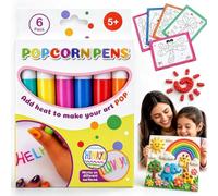 Magic Popcorn Pens 3D Puffy Art Kit，Washable Bubble Pen for DIY Crafts, Create Raised Texture on Paper, Includes Vibrant ColorsDries With Fun Texture (1BOX)