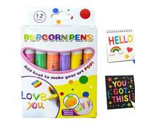 Magic Popcorns Pens 12 Colours 3D Puff Pens Heat-Activated Children DIY
