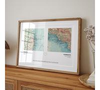 Magic Posters - Personalised Map Print Gift, Custom 2 Location Map Print, Customised Travel Decor, Wedding, Engagement, Birthday Gift For Him Or Her, Couples Present (White)