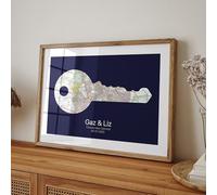 Magic Posters - Personalised New Home Gift, Door Key Map Print, Gift For Couples, Personalized Custom Housewarming Gift, Customised First Home Gift Any Location, Moving Gift (Blue)