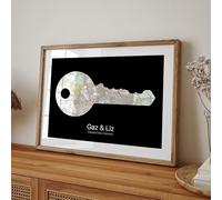 Magic Posters - Personalised New Home Gift, Door Key Map Print, Gift For Couples, Personalized Custom Housewarming Gift, Customised First Home Gift Any Location, Moving Gift (Black)