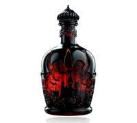 Magic Potion Style Whiskey Bottle - Gothic Vampire Wine Decanter with Bat Castle Design, Dark Fantasy Elixir Bottles, Black Glass Red Glow, Halloween Bar Decor for Whiskey Beer Lover (B)