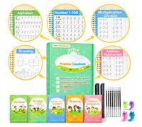 Magic Practice Copybook - Reusable Writing Practice Book - for Preschool Kids Age 3/8 - Calligraphy Book 9.44in X 6.29in - (5 Books with 2 Pens 10 Refills)