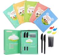 Magic Practice Copybook - Reusable Writing Practice Book - for Preschool Kids Age 3/8 - Calligraphy Book 9.44in X 6.29in - (5 Books with 2 Pens 10 Refills)