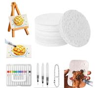 Magic Puffy Paint,3D Drawing Magic Canvas Sponge with Water Brush,3D Painting with Magics Foam Puffy Texture Paper,DIY Foam Texture Blank Painting Paper,with Soft Brush and Easel,Kids DIY Art Craft-A