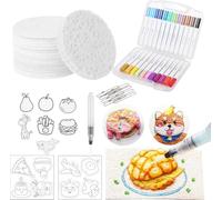 Magic Puffy Paint Set Foam Texture Painting Set for Children Round Sponge Pictures 3D Foam Texture Painting Paper with 10 Puffy Painting Set 12 Colours Pens 10 Bead String 3 Watercolour Pencils 1 Mini