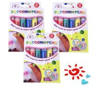 Magic Puffy Pens Popcorn Pens 18PCS/3Pack 3D Art Safe Magic Puffy Pens 6 Colors DIY Bubble Popcorn Drawing Pens for Greeting Birthday Cards Kids