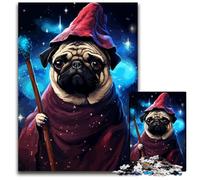 Magic Pug Retro Pixel ArtPuzzles for 1000 Piece Wooden Jigsaw Challenging Brain Teaser for Teenagers Family Game Night Fun 1000 PCS(75x50cm)
