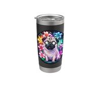 Magic Pug with Colorful Lilies Stainless Steel Insulated Tumbler
