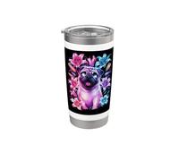 Magic Pug with Colorful Lilies Stainless Steel Insulated Tumbler