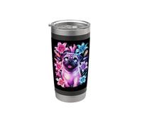 Magic Pug with Colorful Lilies Stainless Steel Insulated Tumbler