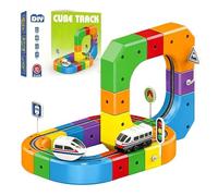 Magic Rail Cube Electric Train Set, 3d Track Fusion Race Track With Motorized Car, Magnetic Diy Cube System, Gravity-defying Toy For Kids, For Kids Boys Girls Xmas Birthday Gifts(51pcs)