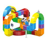 Magic Rail Cube Train Set, 51/81/123 PCS Electric Train Sets with Motorized Trains & Flexible Race Track, Monorail Set for DIY Cube Track Kid 51PCS