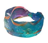 Magic Rainbow Mermaid Scales Pattern Women’s Headbands Elastic Wide Headband Non-Slip Hairband Moisture-Wicking Workout Head Band for Yoga, Gym, Running, Fitness, Sport