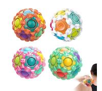 Magic Rainbow Puzzle Ball, Fidget Ball Color Puzzle Cube Brain Teaser Fidget Toy for Boys & Girls, Birthday Party Easter Valentines Christmas Stocking Stuffers for Kids Teen & Adults (Maxed, 4 Pcs)