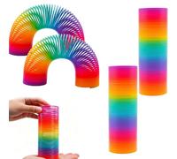 Magic Rainbow Spring Toy, Large Slinky Coil Sensory Fidget Toy, Colourful Stretchy Bouncing Fidget Toy Ideal Kids Parties Gifts Party Bags Prizes, Perfect Sensory Toys for Autistic Children (2pcs)