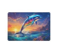 Magic Realism Dolphin Tin Sign 20x30cm, Wall Art | Choose decorative wall signs as a decor gift for a birthday, ideal for fans of man-cave decor.