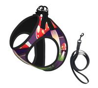 Magic Red Mushroom Print Harness Leash Set For Cat Dog, Reflective Adjustable Escape-Proof Vest Lead With Soft Breathable Mesh, For Small Pets And Kitten Puppy