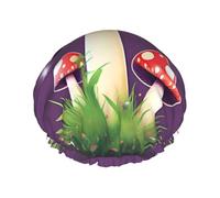Magic Red Mushroom Print Reusable Shower Cap For Women Shower Caps With Double-Layer Elastic For Long Hair Bath