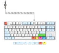 MAGIC-REFINER AK873 75% Wired Mechanical Gaming Keyboard, Anti-ghosting Blue Switch,8Pcs DIY Sublimation Color keycaps,Rainbow LED Backlist for PC Xbox PS4Mac Users(Blue White)