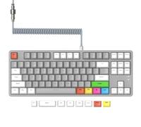 MAGIC-REFINER AK873 75% Wired Mechanical Gaming Keyboard with Blue Switch,Hot-Swappable Keyboard with 8Pcs DIY Sublimation Color keycaps,Mixed Rainbow LED Backlit for PC Xbox PS4Mac (White Grey)
