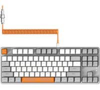MAGIC-REFINER AK873 Gaming Keyboard,Hot-Swappable Linear Red Switch,PBT Keycap,75% TKL Layout,Rainbow Backlit,Ergonomic Mechanical Keyboard with Custom Coiled USB/Type-C Aviation Cable(Orange Gray)