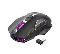 MAGIC-REFINER Wireless Gaming Mouse, X18-G502 2.4G Computer Mouse Silent Click with USB Receiver, 2400 DPI Optical, 7 RGB Light, Rechargeable Ultra-Long Life Battery, for PC/Mac/PS4/XBOX - Black