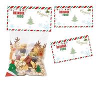 Magic Reindeer Food Christmas Treat Bag Toppers Card 60 Pcs Candyies Wrapping Labels Xmas Gift Tags Holiday Reindeer Food Candy Bags for Baking Party Festive Gift Card Toppers Decor