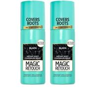 Magic Retouch Instant Root Concealer Spray - 1 Black, 75ml (Pack of 2) | Ideal for Touching Up Grey Root Regrowth | Quick & Easy Grey Coverage | Temporary Hair Colour Spray