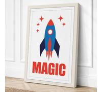 Magic Rocket Ship Mid-Century Canvas Wall Art Print 24x16 Inch (61 x 41 cm)