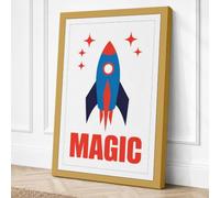 Magic Rocket Ship Mid-Century Canvas Wall Art Print 24x16 Inch (61 x 41 cm)