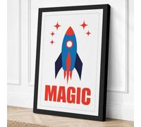 Magic Rocket Ship Mid-Century Canvas Wall Art Print 36x24 Inch (91 x 61 cm)