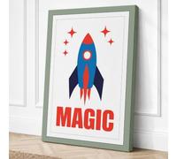 Magic Rocket Ship Mid-Century Canvas Wall Art Print 36x24 Inch (91 x 61 cm)