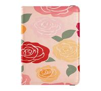 Magic Rose Floral Red Leather Passport Holder Cover for travel Vaccine Case Protector Cover Cute Passport Book for women Ultra Slim