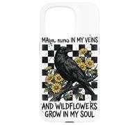 Magic Runs In My Veins Raven Wildflowers Gothic Case for iPhone 15 Pro