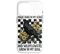 Magic Runs In My Veins Raven Wildflowers Gothic Case for iPhone 16 Pro