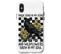 Magic Runs In My Veins Raven Wildflowers Gothic Case for iPhone X/XS