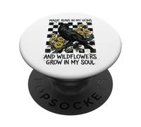 Magic Runs In My Veins Raven Wildflowers Gothic PopSockets Adhesive PopGrip