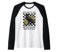 Magic Runs in My Veins Raven Wildflowers Gothic Raglan Baseball Tee