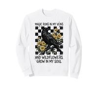 Magic Runs In My Veins Raven Wildflowers Gothic Sweatshirt